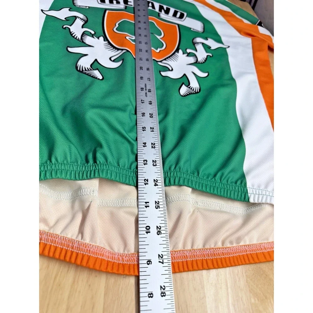 Ireland Shamrock Crest Cycling Jersey Men's Size L Green/Orange Performance Bike